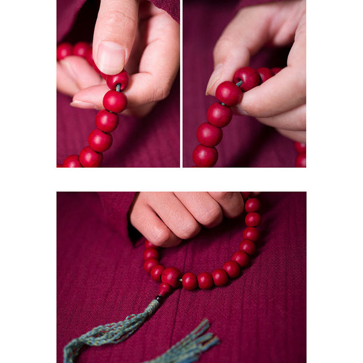 Buddha Stonesアベリア・ビフローラ 木製 邪気払い 手首用Mala