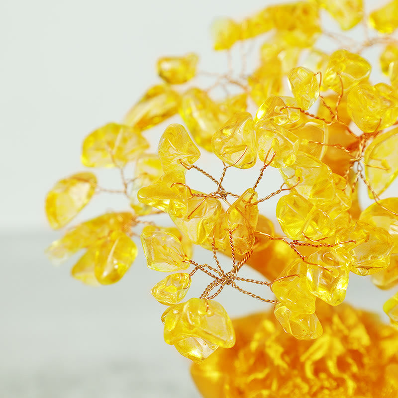 Buddha Stones天然シトリン金の樹宝石オーナメント - 繁栄の風水