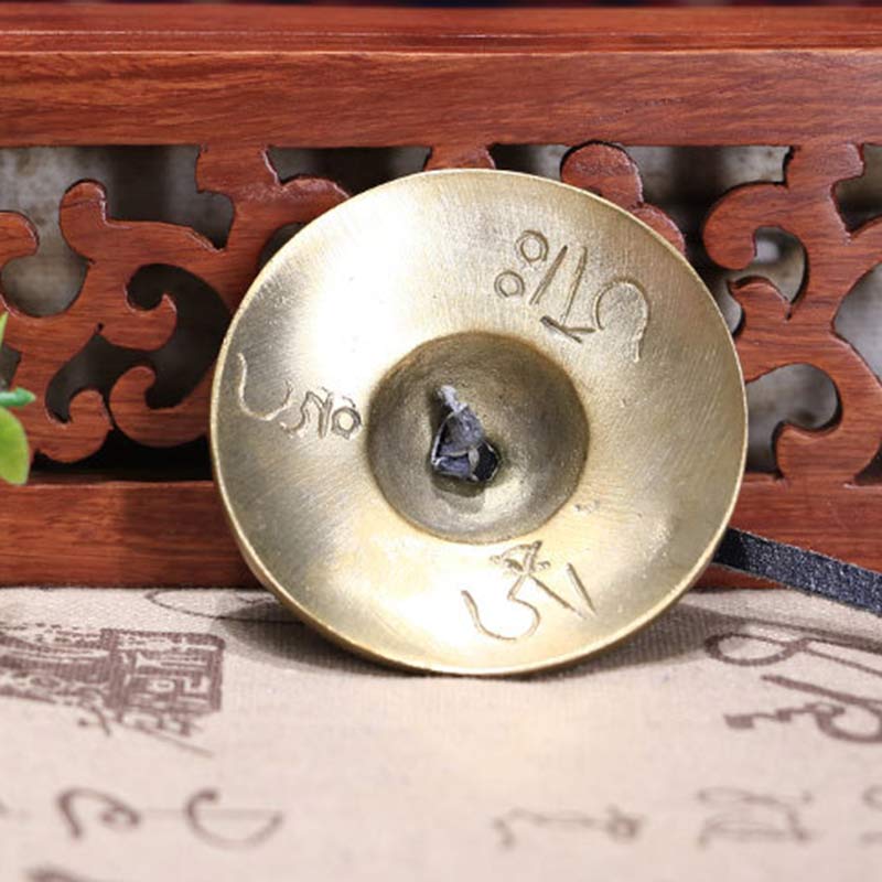 Buddha Stonesチベット ティンシャベル 六つの真実の言葉 龍 銅製 バランス装飾 バッグ付き