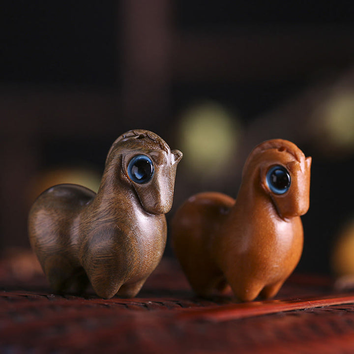 Buddha Stones小葉 紅白檀 緑白檀 幸運のミニ馬 守護飾り