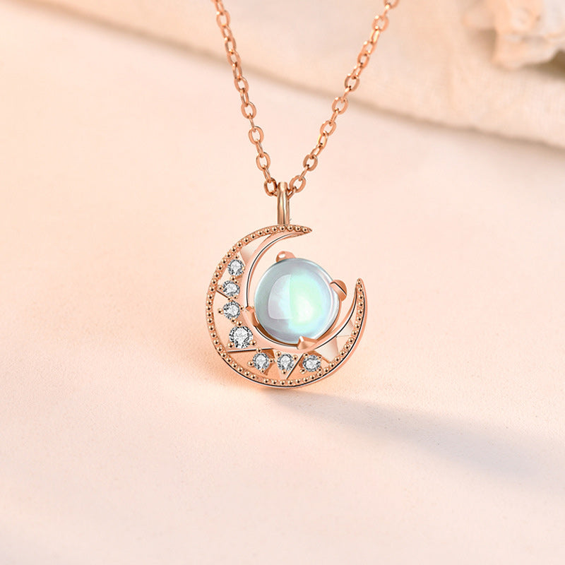 Buddha Stones925スターリングシルバー ムーンストーン ムーンパターン ラブネックレスペンダント