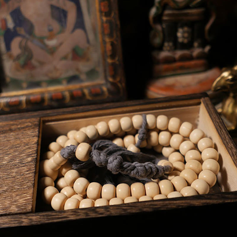 Buddha Stones108 個のMalaアベリア ビフローラ 木製 邪気払い 手首用Mala