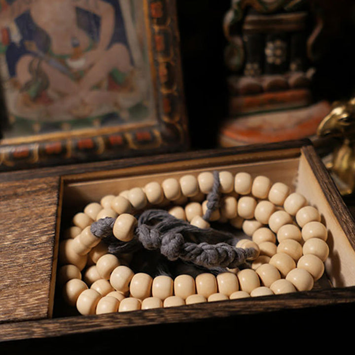 Buddha Stones108 個のMalaアベリア ビフローラ 木製 邪気払い 手首用Mala
