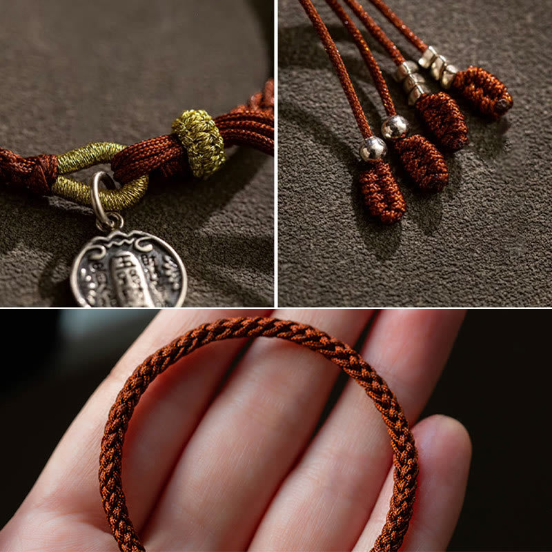 Buddha Stonesハンドメイド 925 スターリングシルバー 五行神 富と幸運の守護 紐編みブレスレット - image 9
