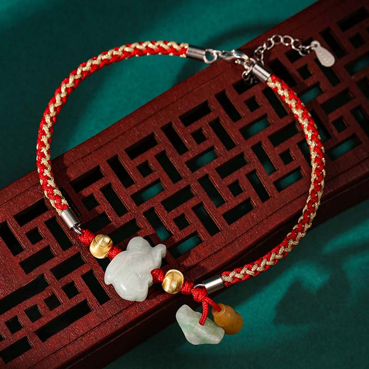 Buddha Stones中国の十二支翡翠 繁栄の赤紐のブレスレット アンクレット - ウサギ(ブレスレット/アンクレットサイズ19.5+4cm) - image 7