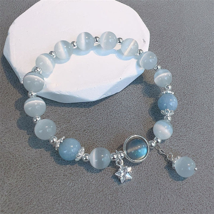 Buddha Stones ムーンストーン バタフライ&スター チャーム ブレスレット レディース