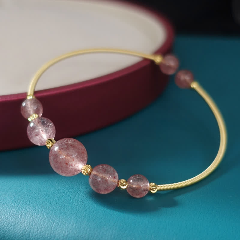 Buddha Stones天然ストロベリークォーツ ラブヒーリングブレスレット バングル