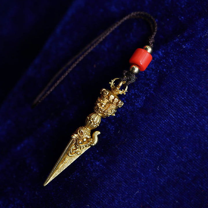 Buddha Stonesチベット ドルジェ ヴァジュラ 彫刻 スピリチュアルパワーペンダント 吊り下げ装飾