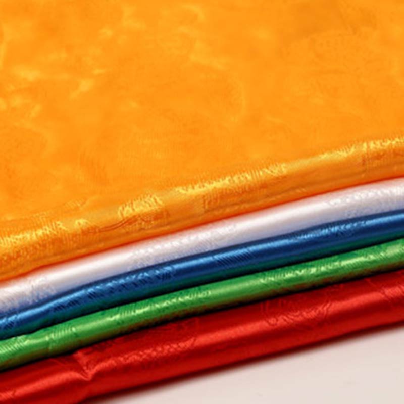 チベットの幸運の祝福5色の龍と鳳凰の模様のカタ装飾