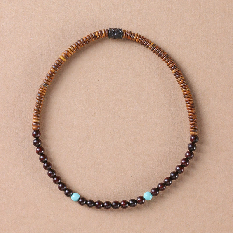 Buddha Stones白檀小葉 レッドサンダルウッド ターコイズ プロテクション ダブルラップブレスレット