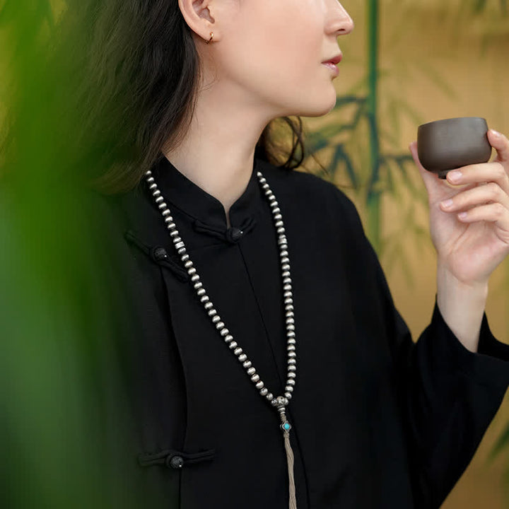 Buddha Stones 108Malaビーズ 925 スターリングシルバー レッドアゲート ターコイズ 自信のチャームブレスレット