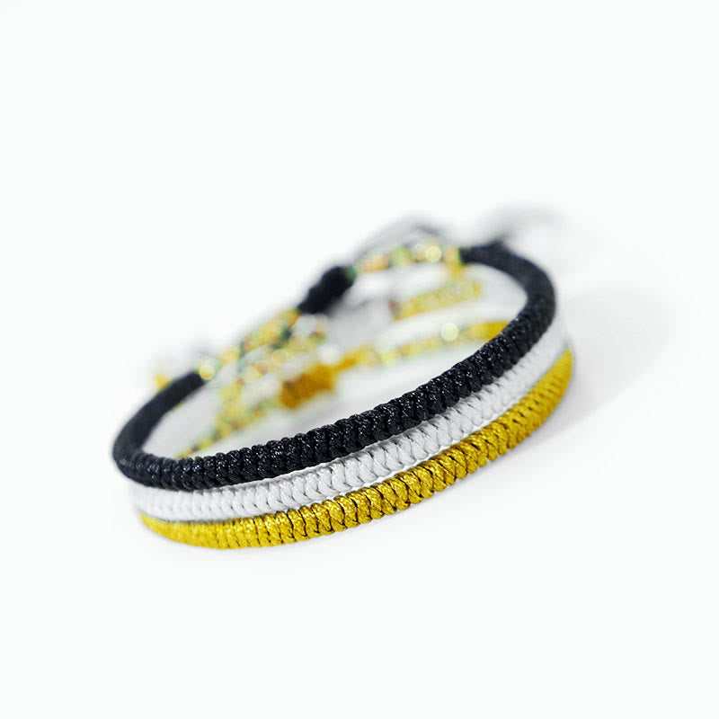 Buddha Stones3個入り チベット ハンドメイド マルチカラー キングコングノット お守りブレスレット