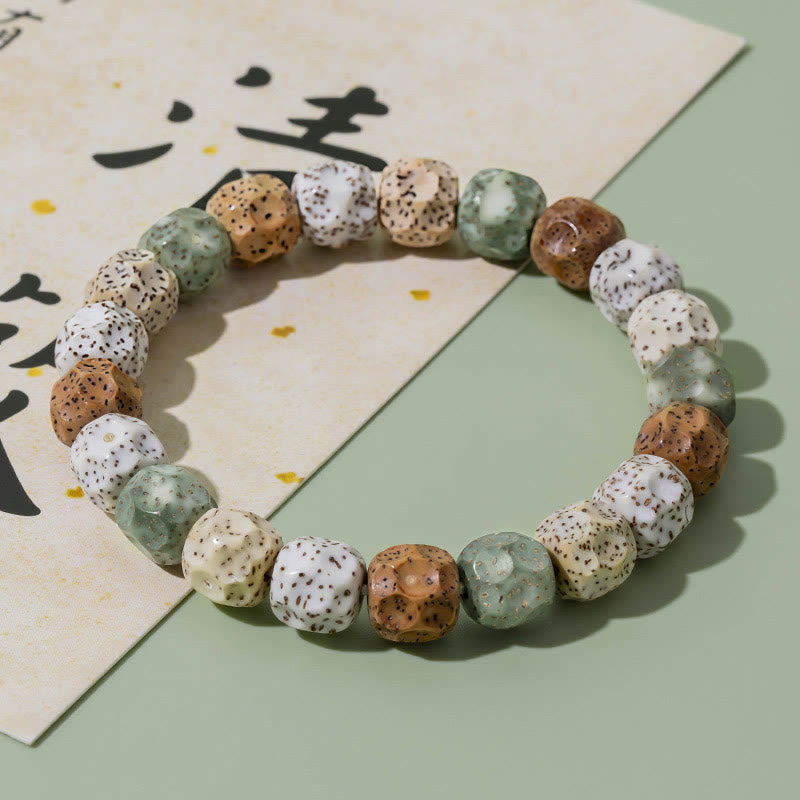 Buddha Stones天然 カラフル 菩提樹 縁起 富のブレスレット