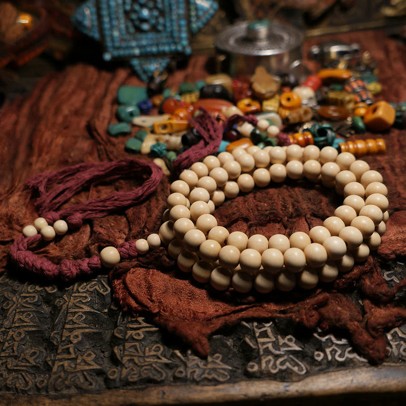 Buddha Stones108 個のMalaアベリア ビフローラ 木製 邪気払い 手首用Mala