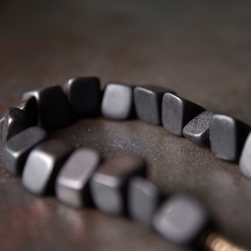 Buddha Stonesチベット黒檀木銅平和ダブルラップブレスレット