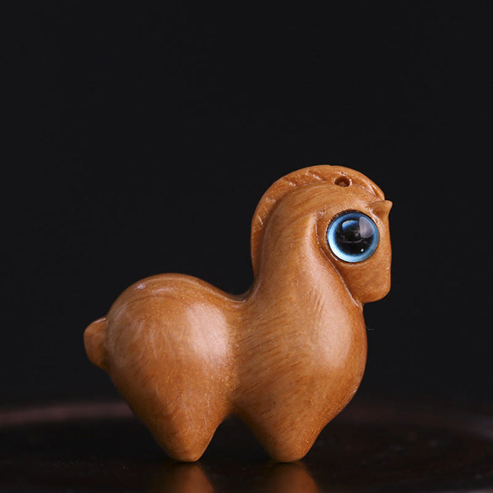 Buddha Stones小葉 紅白檀 緑白檀 幸運のミニ馬 守護飾り