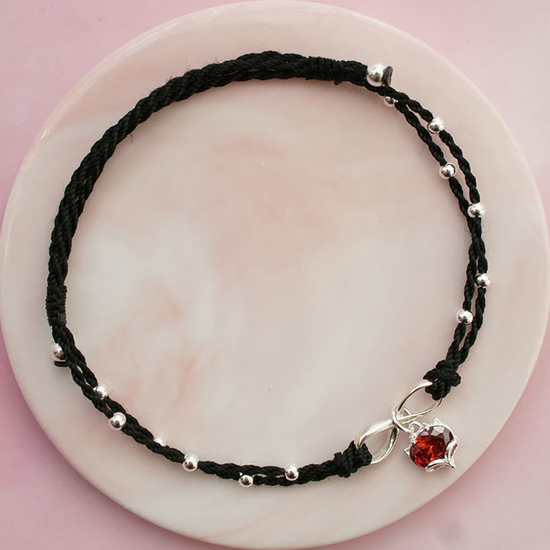 Buddha Stonesラブハート無限大シンボル編み紐アンクレット