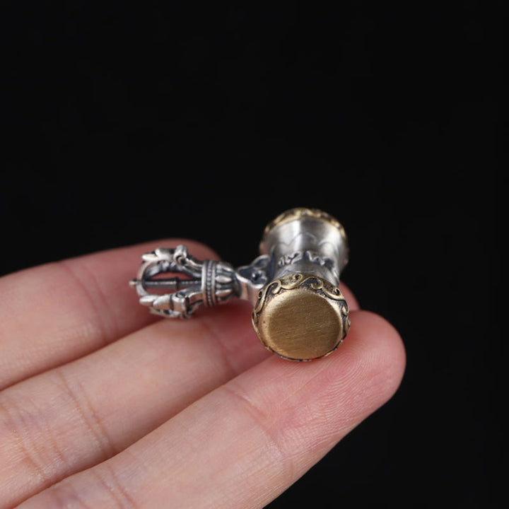 Buddha Stonesチベット 925 スターリングシルバーOm Mani Padme Humジェベル ヴァジュラ 彫刻 悟りのペンダント 吊り下げ装飾