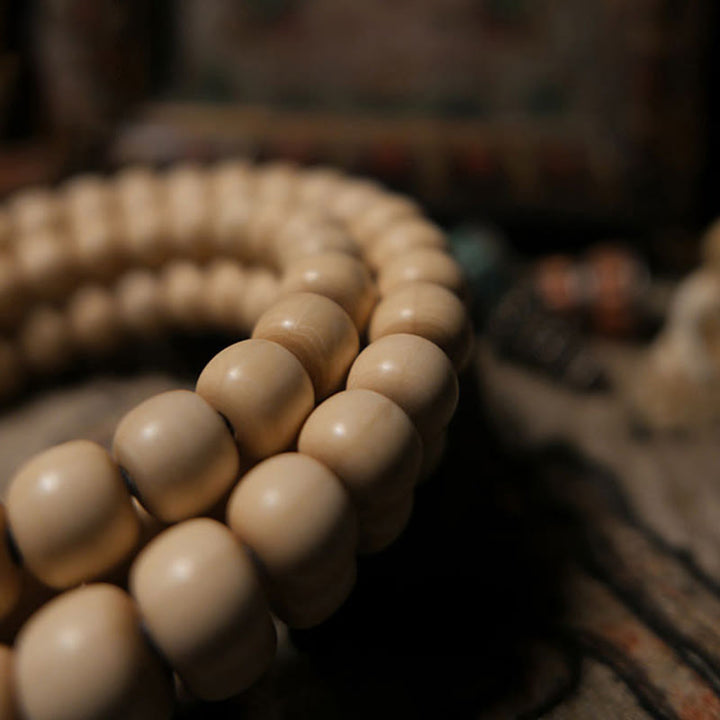 Buddha Stones108 個のMalaアベリア ビフローラ 木製 邪気払い 手首用Mala