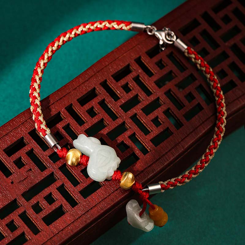 Buddha Stones中国の十二支翡翠 繁栄の赤紐のブレスレット アンクレット - 雄鶏(ブレスレット/アンクレットサイズ19.5+4cm) - image 13