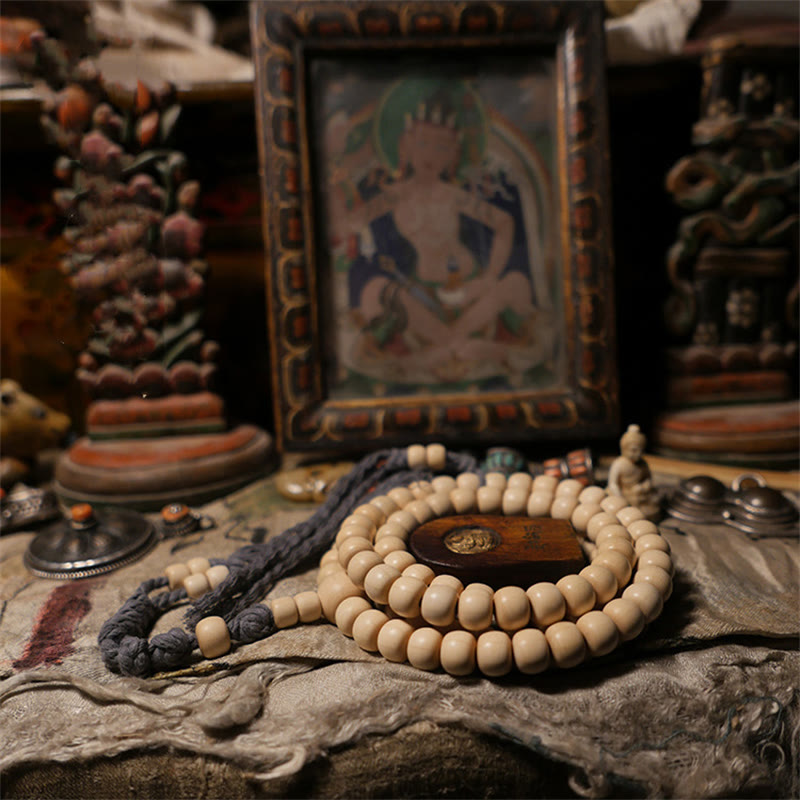 Buddha Stones108 個のMalaアベリア ビフローラ 木製 邪気払い 手首用Mala