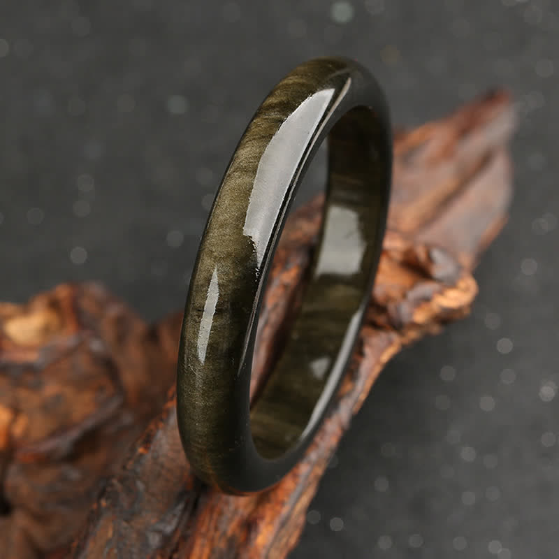 Buddha Stonesゴールドシーンオブシディアン シルバーシーンオブシディアン守護ブレスレットバングル