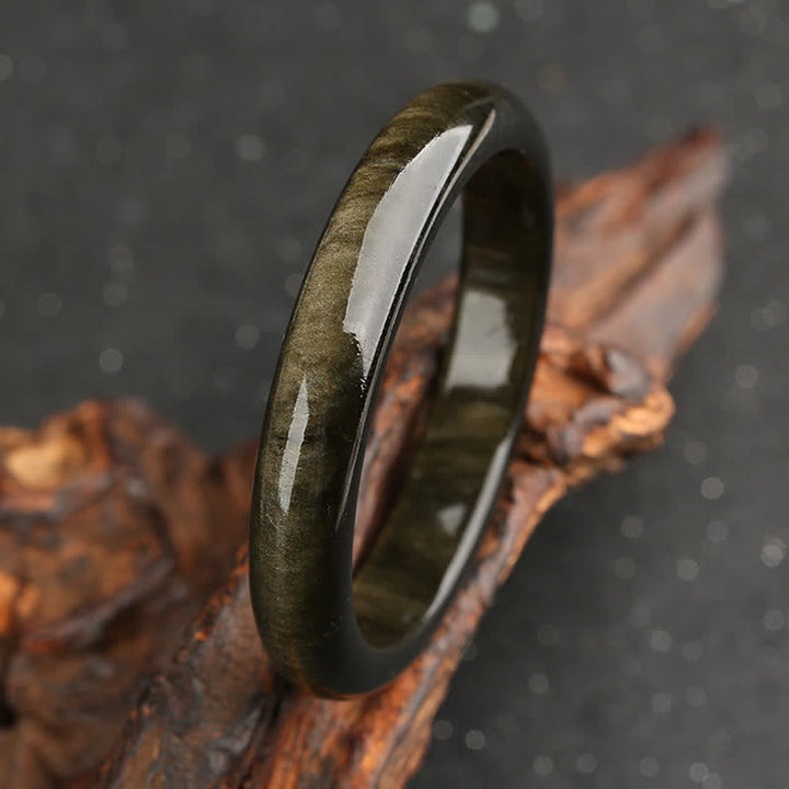 Buddha Stonesゴールドシーンオブシディアン シルバーシーンオブシディアン守護ブレスレットバングル