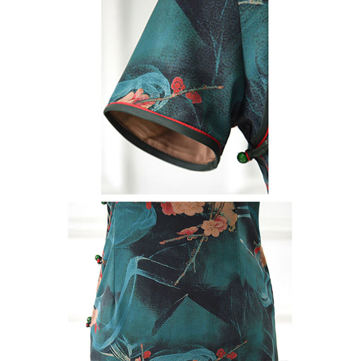 Buddha Stonesヴィンテージピンクの花柄チャイナドレスレディースチーパオドレス - image 10