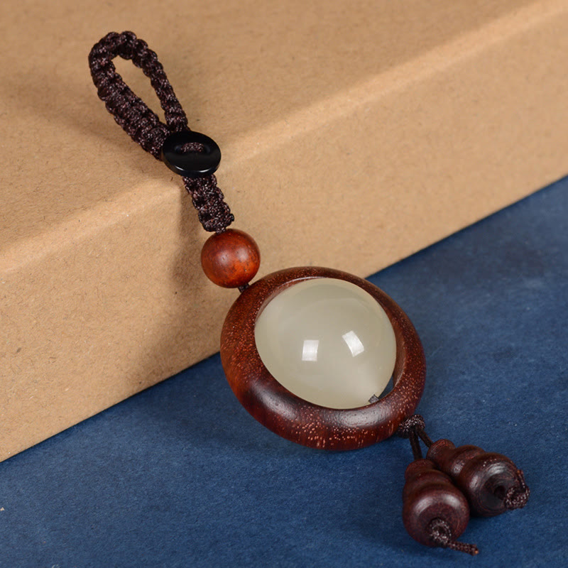 Buddha Stones、紫檀、黒檀、緑檀、光る幸運のビーズ、ひょうたん、平和のキーチェーン