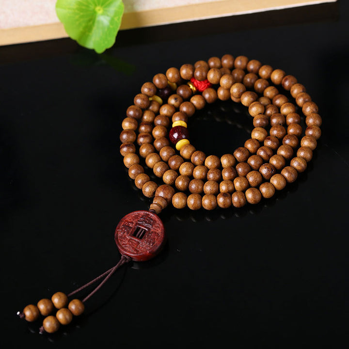 Buddha Stones108 個入りMalaビーズ 桃の木 菩提樹 蓮 祈り 瞑想 ブレスレット