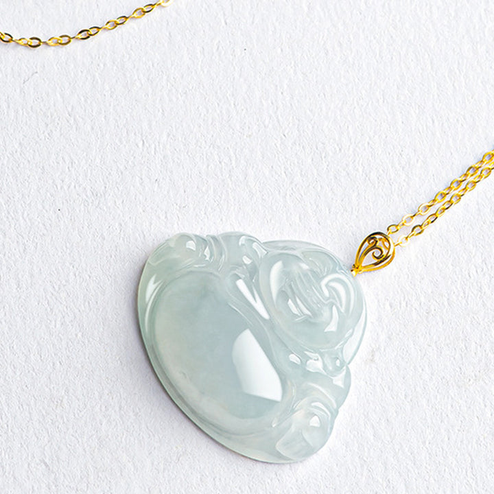 Buddha Stones笑う仏陀 天然翡翠 925スターリングシルバー ゴールドメッキ 豊穣のネックレスペンダント - image 5