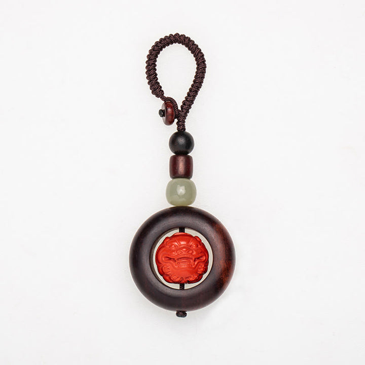 チベットのBuddha Stones、Om Mani Padme Hum、貔貅(ピクシウ)銅貨、小葉、紅檀、辰砂、守護キーチェーン