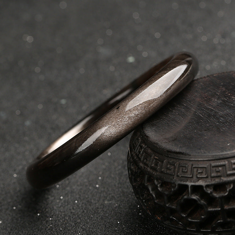 Buddha Stonesゴールドシーンオブシディアン シルバーシーンオブシディアン守護ブレスレットバングル