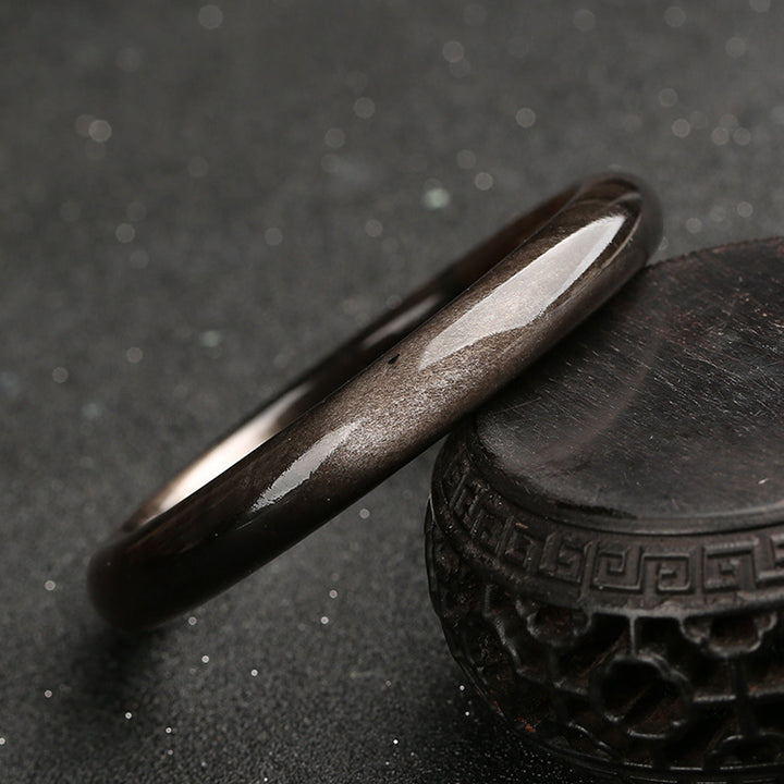 Buddha Stonesゴールドシーンオブシディアン シルバーシーンオブシディアン守護ブレスレットバングル