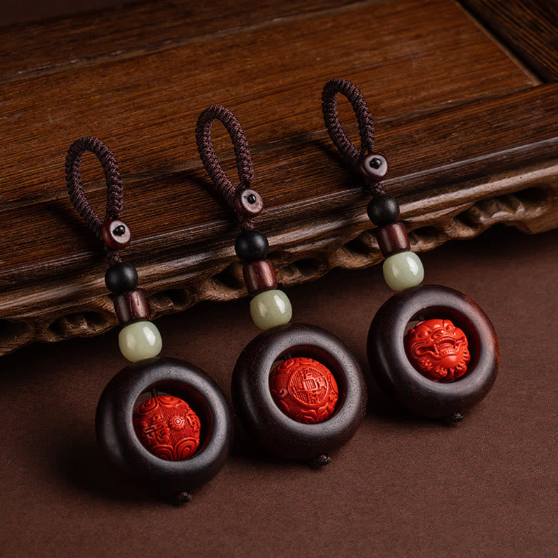 チベットのBuddha Stones、Om Mani Padme Hum、貔貅(ピクシウ)銅貨、小葉、紅檀、辰砂、守護キーチェーン