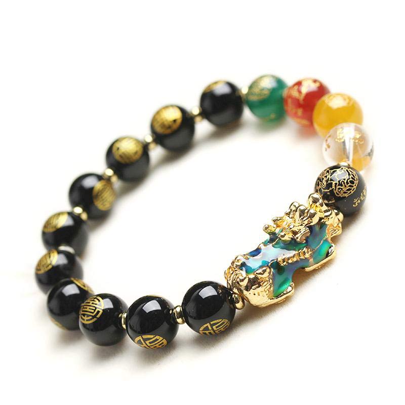 Buddha Stones色が変わるPiXiu黒曜石幸運ブレスレット