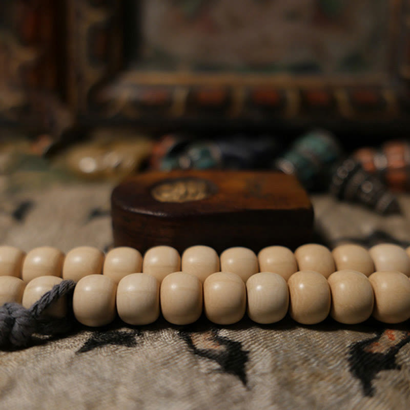 Buddha Stones108 個のMalaアベリア ビフローラ 木製 邪気払い 手首用Mala