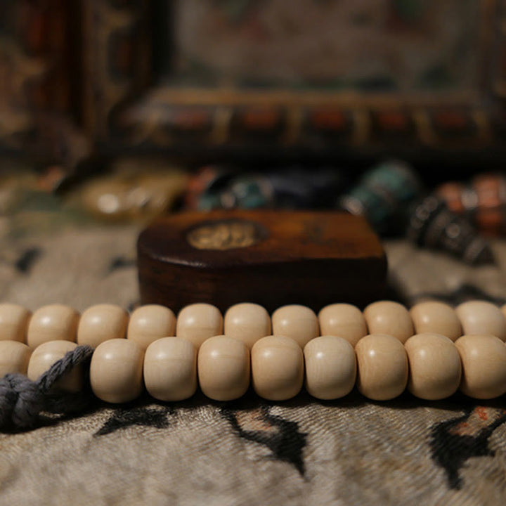 Buddha Stones108 個のMalaアベリア ビフローラ 木製 邪気払い 手首用Mala