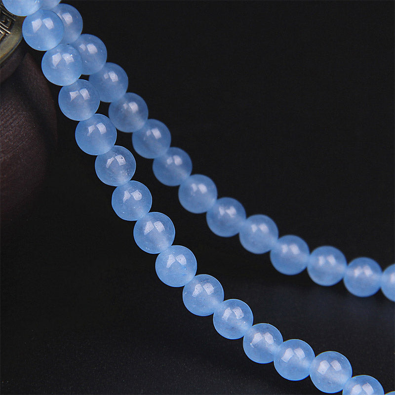 Buddha Stones108ビーズ ブルークリスタル ヒーリングブレスレットMala
