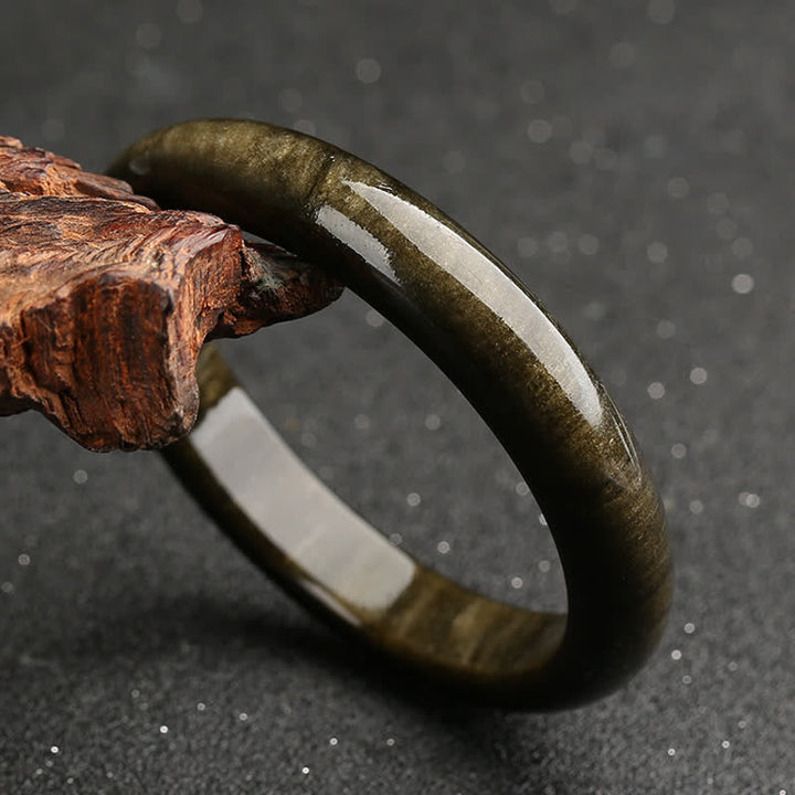 Buddha Stonesゴールドシーンオブシディアン シルバーシーンオブシディアン守護ブレスレットバングル