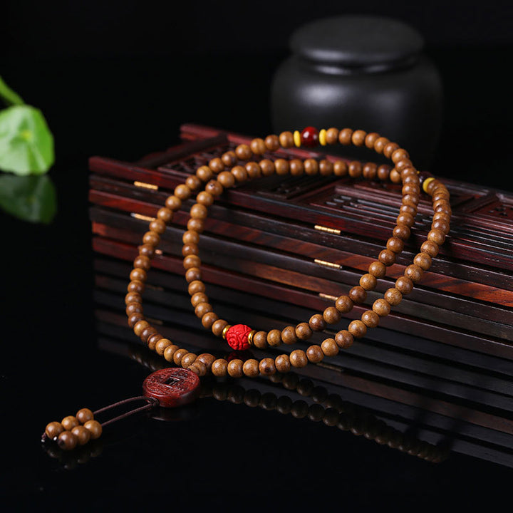 Buddha Stones108 個入りMalaビーズ 桃の木 菩提樹 蓮 祈り 瞑想 ブレスレット