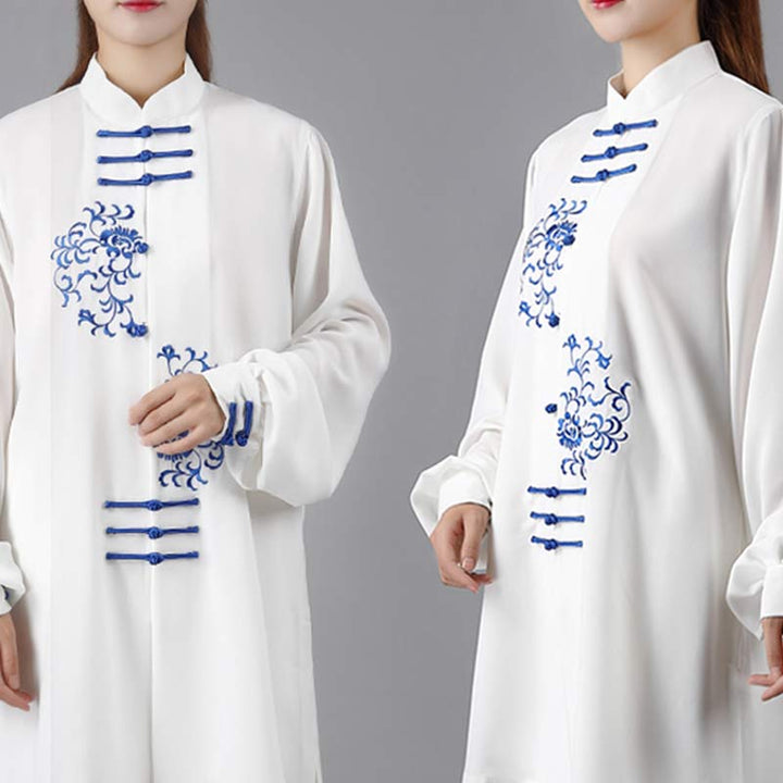 Buddha Stonesの花刺繍瞑想祈りスピリチュアル禅太極拳気功練習ユニセックス服セット