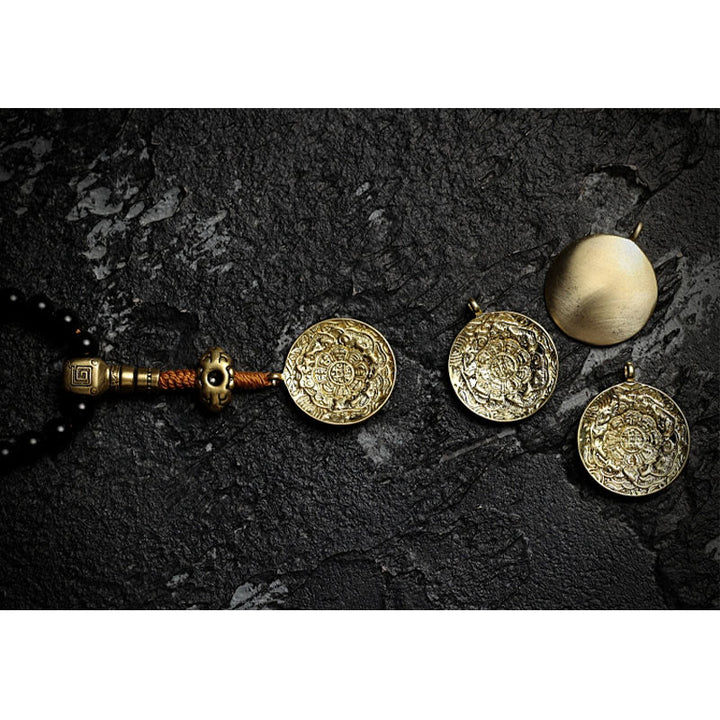 Buddha Stonesチベット 108 個Malaビーズ ブラックオニキス タイガーアイビーズ 九宮 八卦 守護ブレスレット