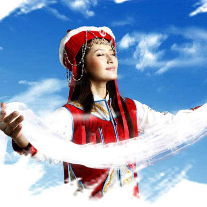 チベットの幸運の祝福5色の龍と鳳凰の模様のカタ装飾