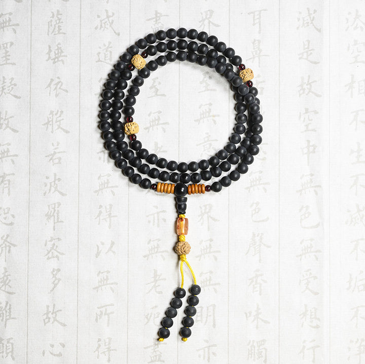 Buddha Stonesチベット数珠Mala菩提樹 赤瑪瑙 ヒーリングブレスレット