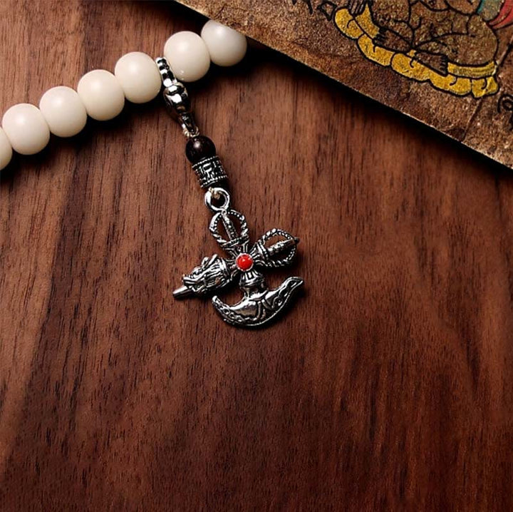 Buddha Stonesチベット 108Malaビーズ菩提樹種子八卦金剛 Dzi ビーズグレー瑪瑙富ブレスレット