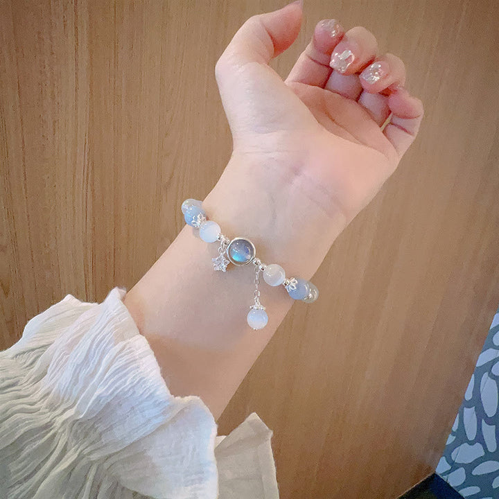 Buddha Stones ムーンストーン バタフライ&スター チャーム ブレスレット レディース