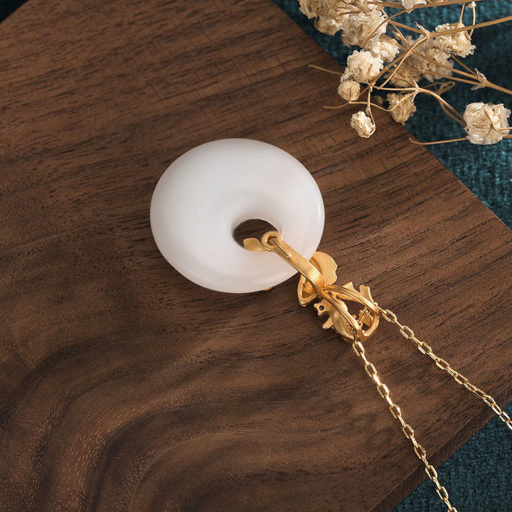 Buddha Stones白翡翠 鯉 富と繁栄のネックレスペンダント - image 4