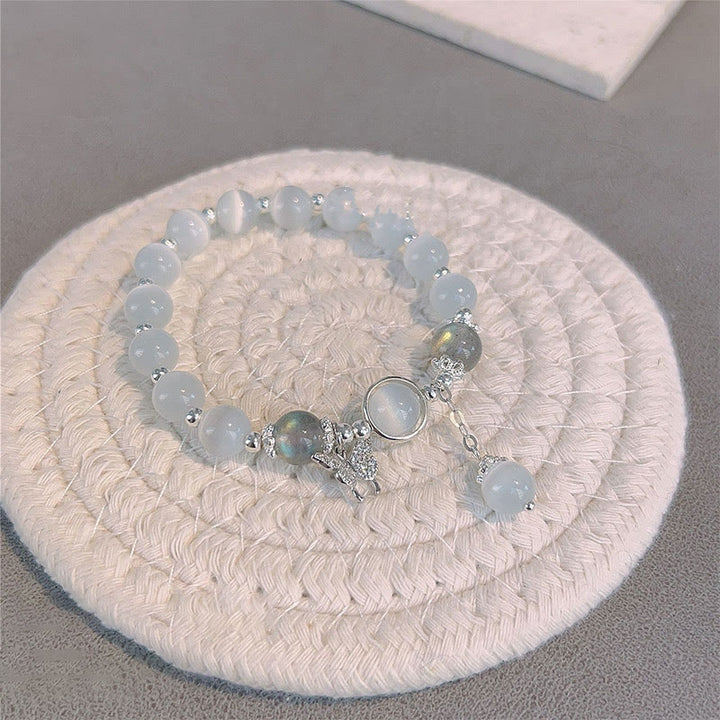 Buddha Stones ムーンストーン バタフライ&スター チャーム ブレスレット レディース