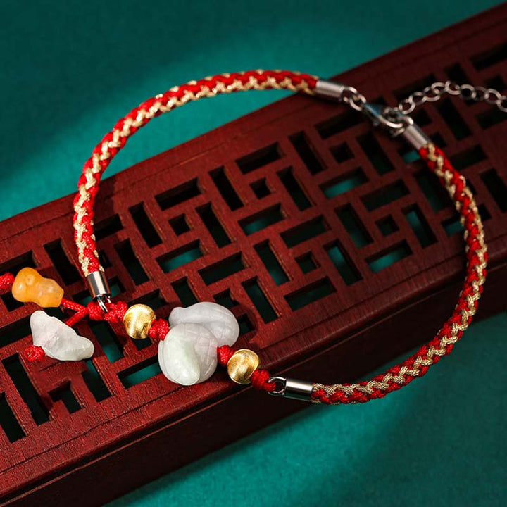 Buddha Stones中国の十二支翡翠 繁栄の赤紐のブレスレット アンクレット - スネーク(ブレスレット/アンクレットサイズ19.5+4cm) - image 9
